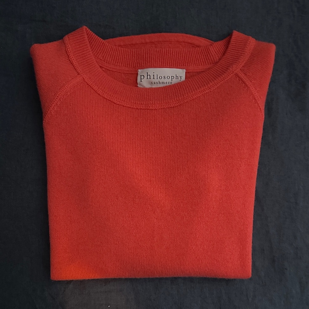 Philosophy Cashmere Women's Bright Orange Crewneck Sweater